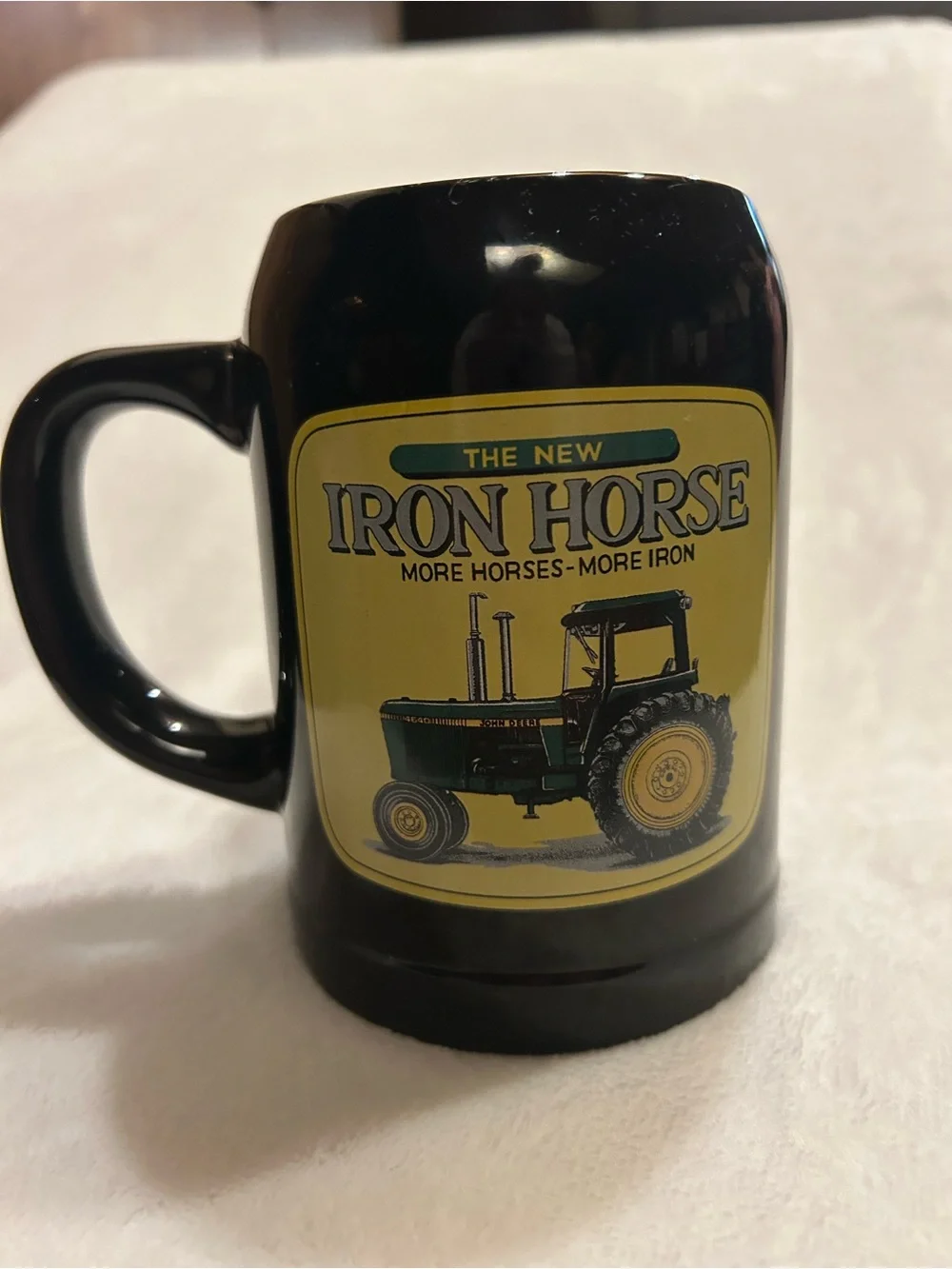 Vintage John Deere Iron Horse Stoneware Mug Black Stein Model 4640 Tractor